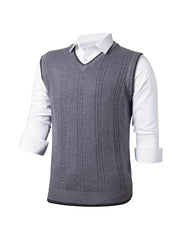 Men's Wool Blend V Neck Cable Sweater Vest