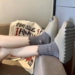 5 Pairs Women's Ripped Mid Tube Stockings