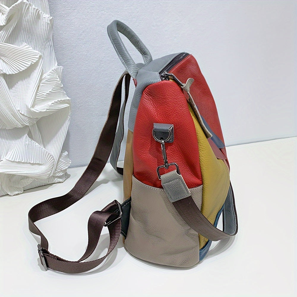 Vintage Leather Backpack for Women with Detachable Shoulder Straps