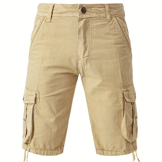 Solid Cotton Men's Cargo Short Pants Lightweight Below Knee Work Outdoors