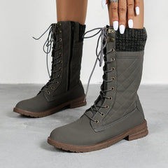 Women's Snow Boots Side Zip Lace up Winter Boots