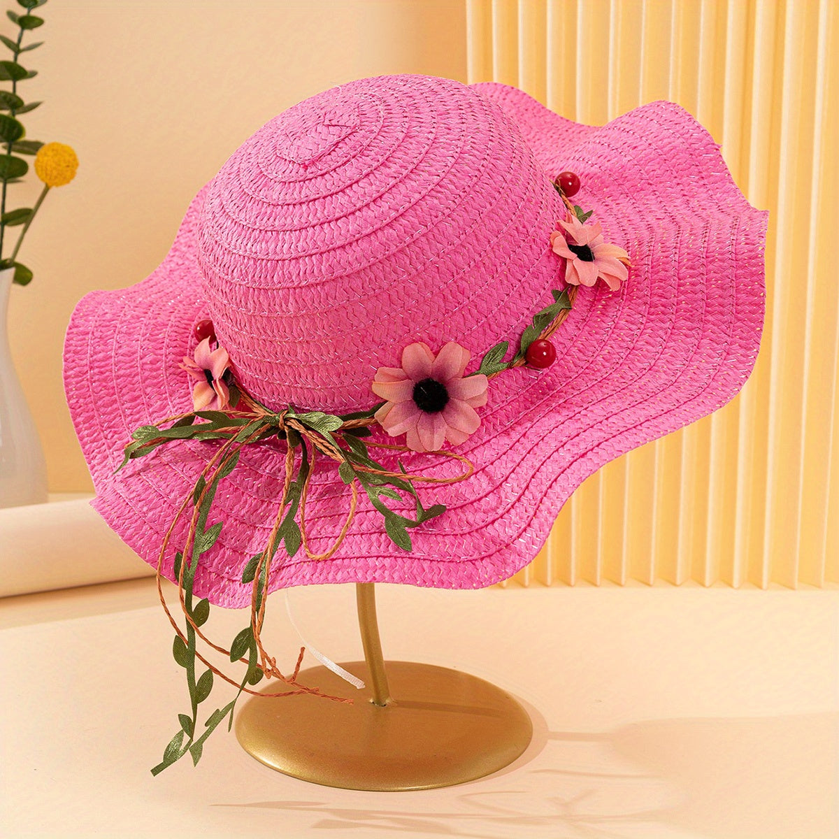 Ruffles Brim Sun Hat Easter Garland Straw Hat
