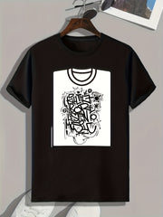 Graffiti Pattern Print Men's Sports T-shirt - Gift For Men