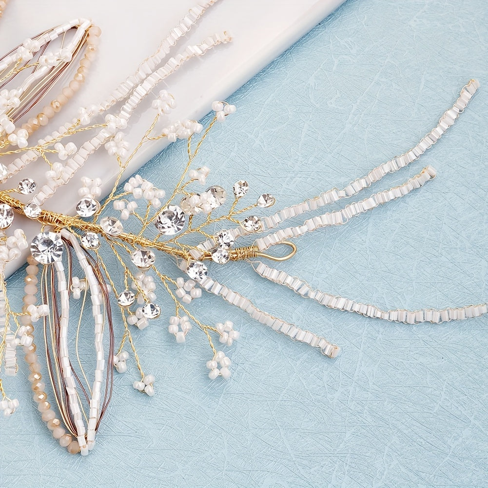 Beaded Rhinestone Wedding Hair Band Headband Bridal Hair Accessory
