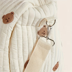Floral Embroidered Parent Bag with Bear Face Patches