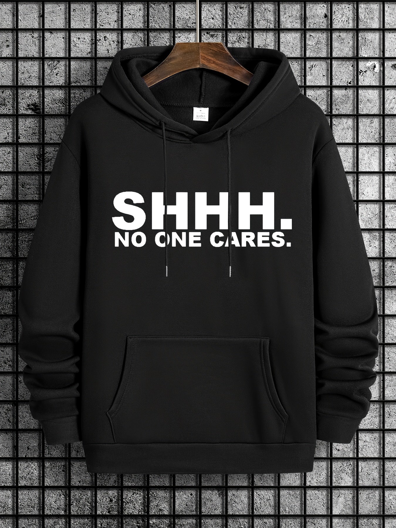 Funny Letter Print Hoodies For Men Graphic Sweatshirt With Kangaroo Pocket