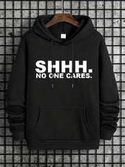 Funny Letter Print Hoodies For Men Graphic Sweatshirt With Kangaroo Pocket
