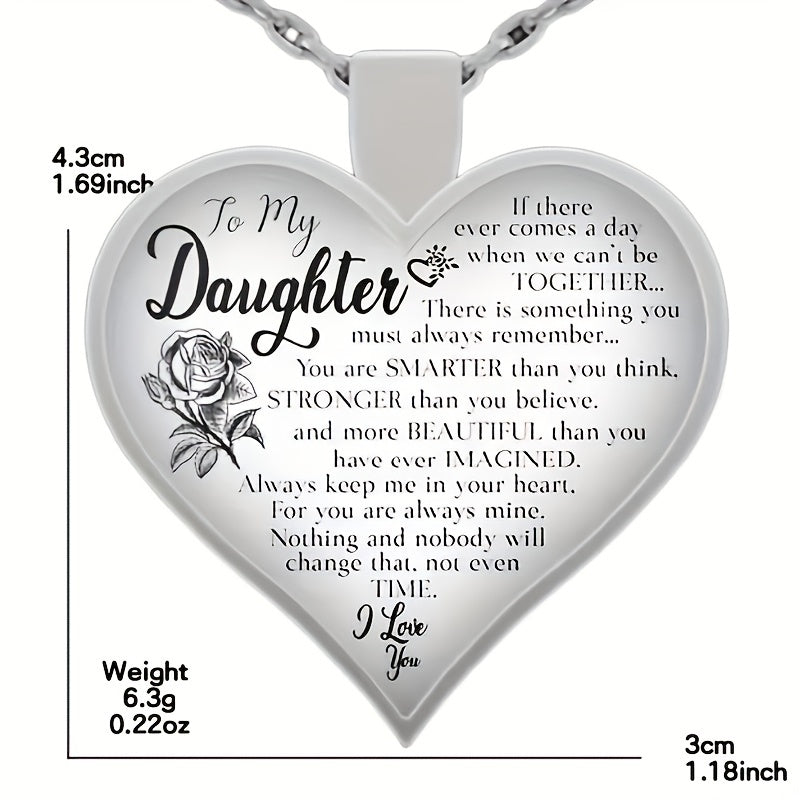 Love Heart Crystal Pendant Necklace for Daughter