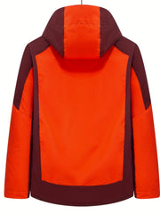 Colorblock Zip Up Long Sleeve Outdoor Hooded Jacket