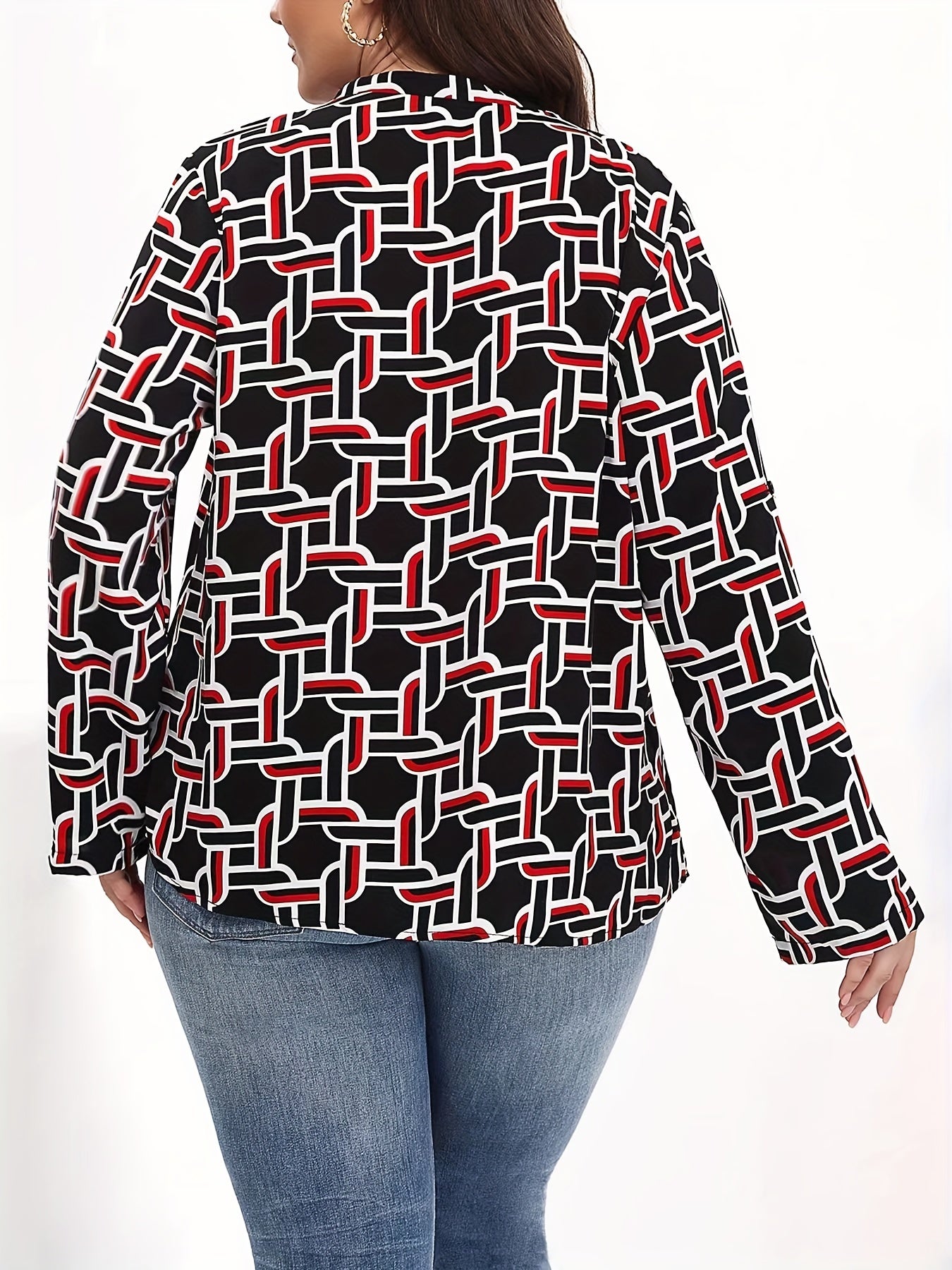 Allover Print Notched Neck Top