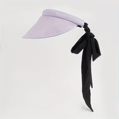 Solid Visor Hat With Detachable Ribbon Sunscreen Golf Cap