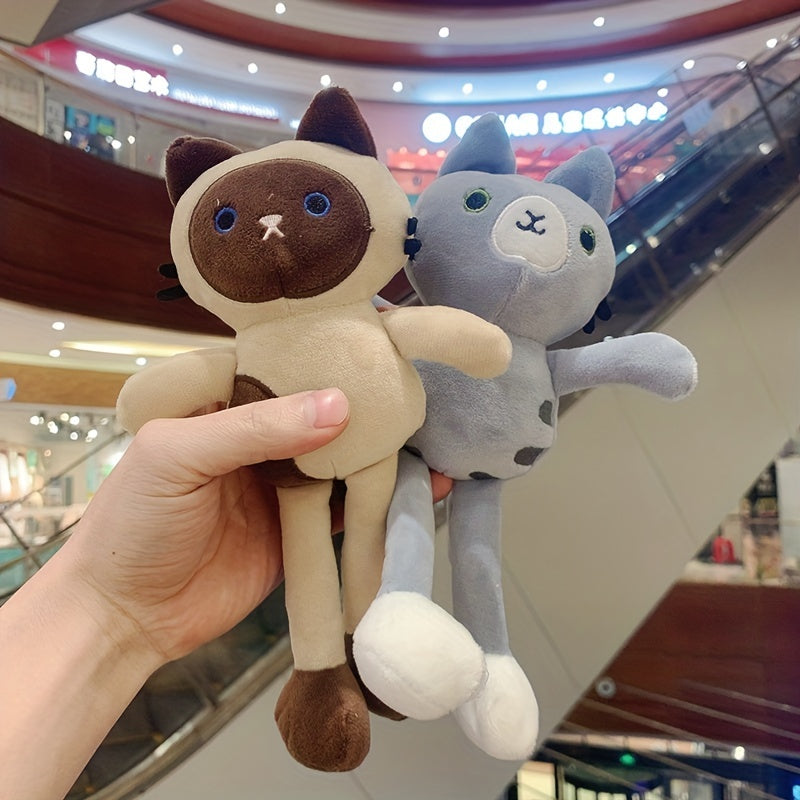 Plush Yoga Long Legged Cat Keychain - Cute Gift for Kids & Adults