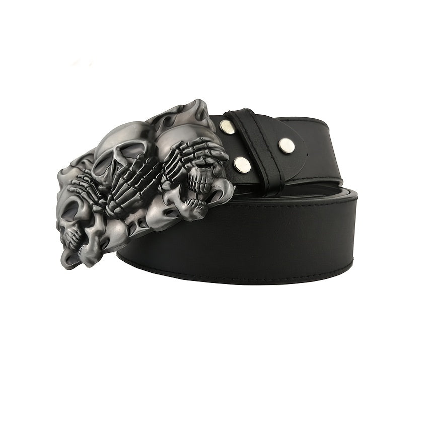 Skull Metal Belt Jeans Accessories With Leather Belt for Men and Women
