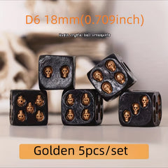 5pcs Resin Style Skull Dice Halloween Holiday Gift Table Game Dice