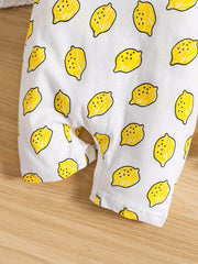 Summer Lemon Printed Cotton Jumpsuit for Infants