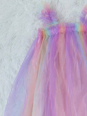 Rainbow Tulle Sling Dress for Summer Party Princess Dress