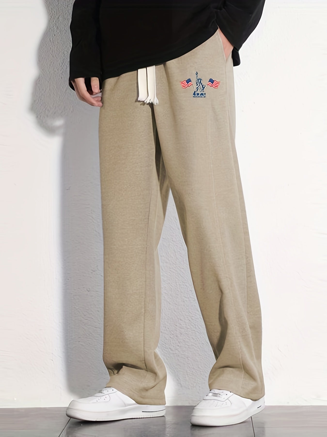 Flag Pattern Joggers Men's Casual Loose Fit Pants