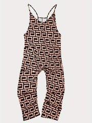 Geo Print Pockets Overall Jumpsuit for Women