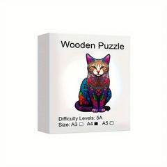 Yin Yang Wooden Jigsaw Puzzle - Cat Shaped Animal Toy