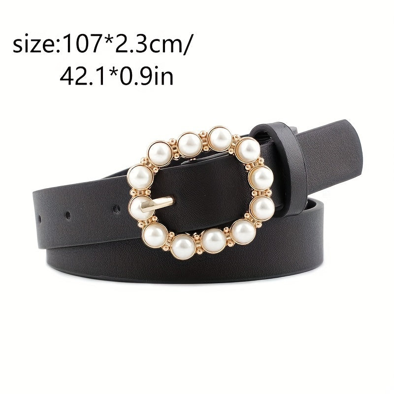 4pcs Leather Pearl Belt with Japanese Character Buckle for Girls