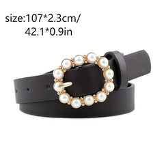4pcs Leather Pearl Belt with Japanese Character Buckle for Girls