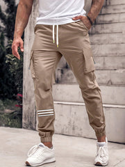 Men's Cargo Pants Flap Pocket Trousers Loose Outdoor Work Streetwear