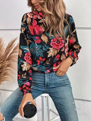 Floral Print Pullover Sweatshirt Long Sleeve Crew Neck for Spring & Fall Women