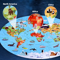 Animal Floor Puzzle - Educational Round with Vibrant Patterns