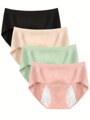 4pcs Menstrual Period Panties Anti Leak Stretch Women's Underwear