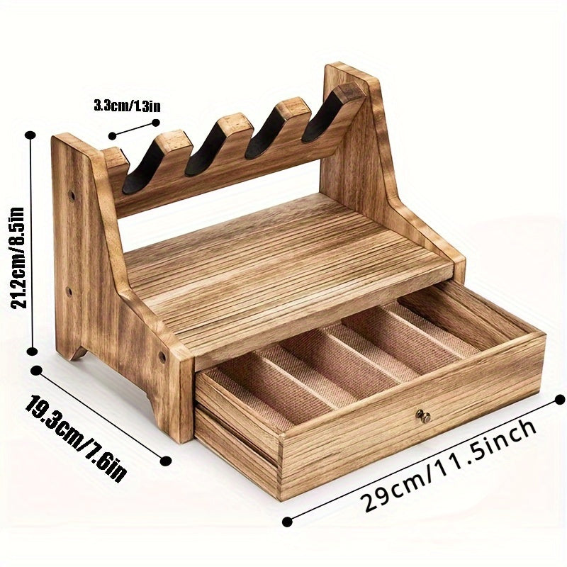 Solid Wood Rack Holder With Drawer