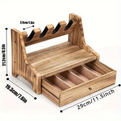 Solid Wood Rack Holder With Drawer