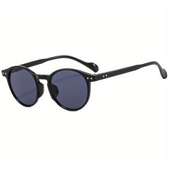 Round Frame Sunglasses Hip-hop Rivet Decor UV400