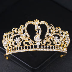 Golden Crystal Crowns Princess Crown Baroque Queen Tiara For Bridal Wedding