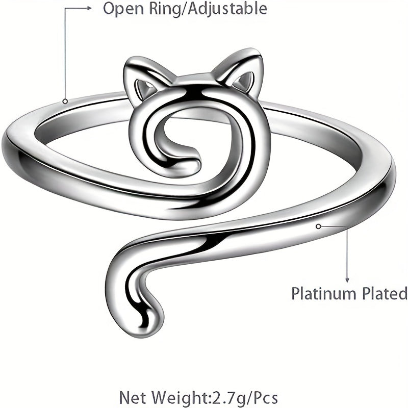 2pcs Adjustable Crochet Thread Ring Kitten Ring Knitting Tool for Jewelry