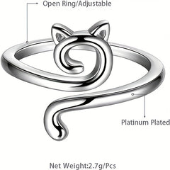 2pcs Adjustable Crochet Thread Ring Kitten Ring Knitting Tool for Jewelry