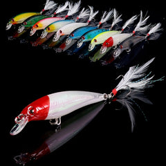 10pcs Larser Minnow Fishing Lures Set Feather Hook Bass Artificial Bait