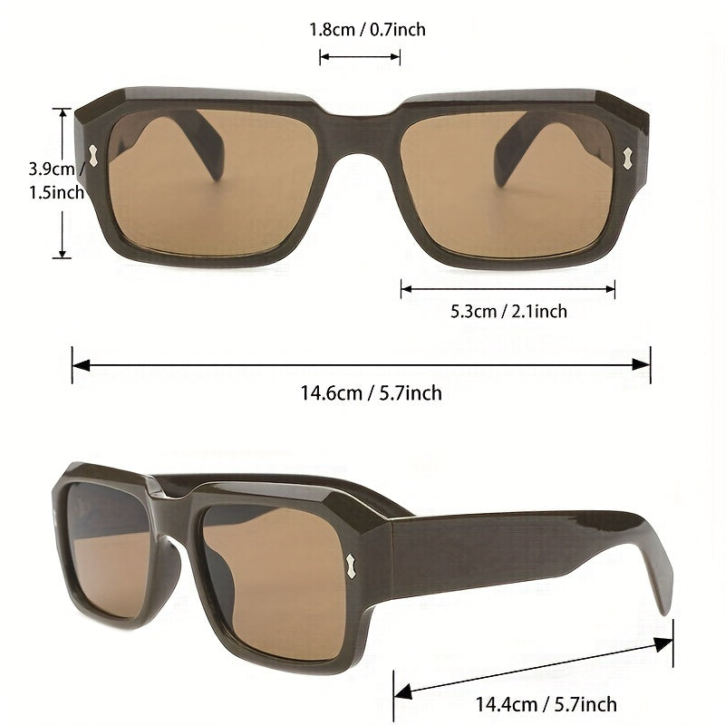 Square Frame Sunglasses Rivet Decor UV400