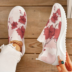 Women's Flower Pattern Slip on Sneakers - Sweet Style Walking Shoes