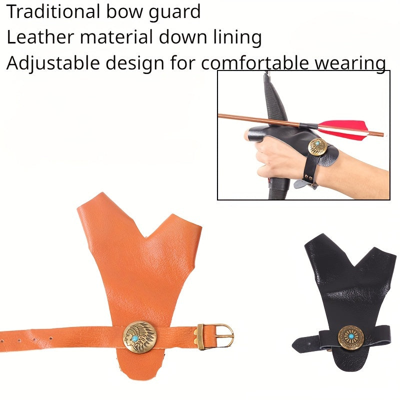 Archery Hand Guard Leather Finger Protector Longbow Glove