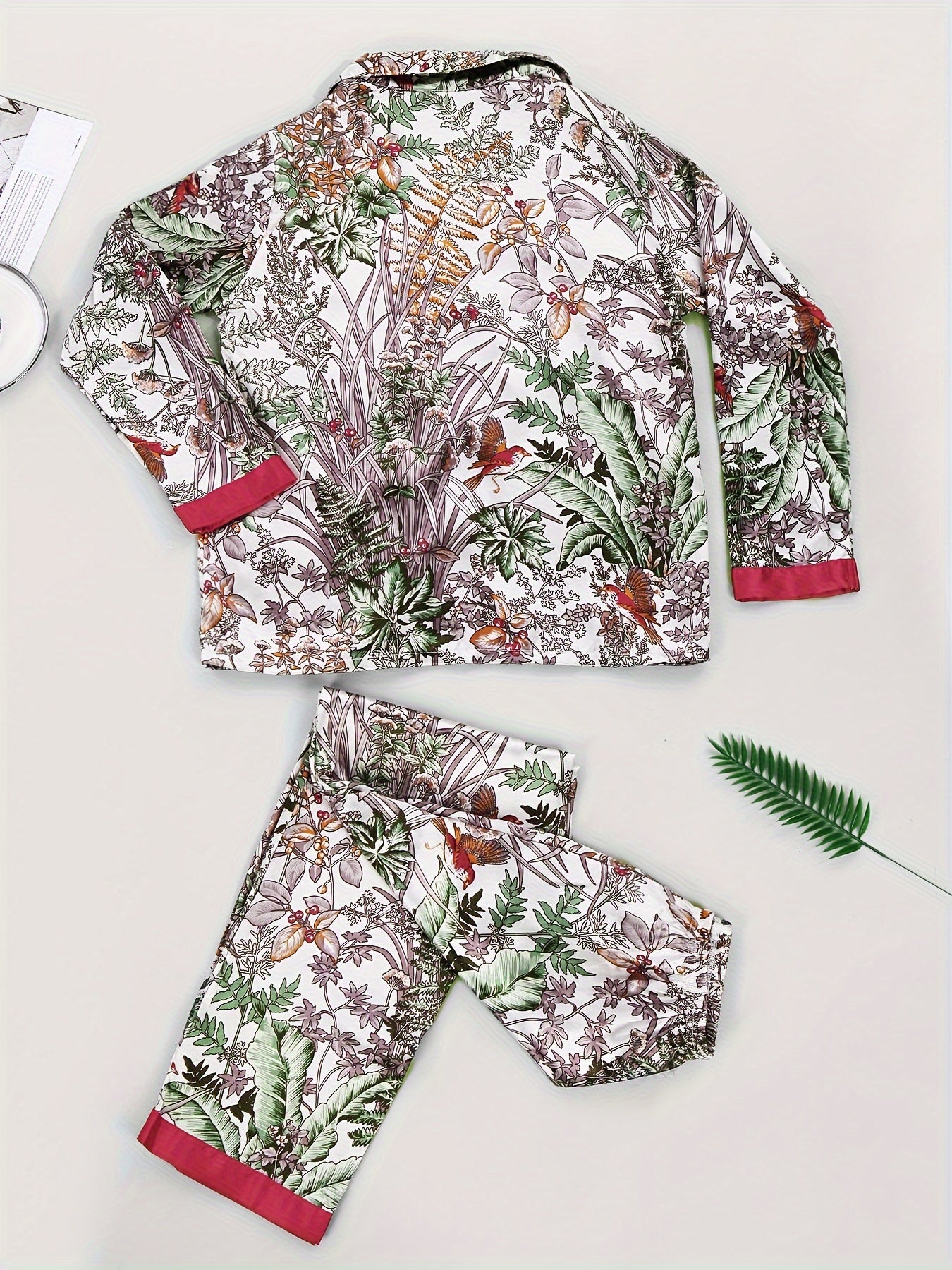 Floral Pajama Set Long Sleeve Top & Pants