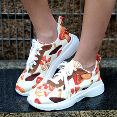 Colorful Mushroom Print Women's Casual Sneakers Lightweight Outdoor Shoes