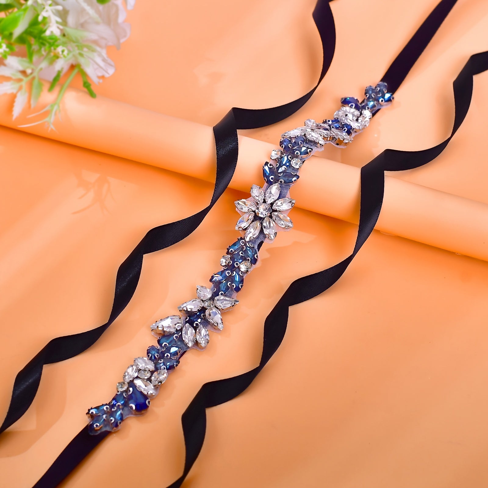Sparkling Gemstone Ribbon Wedding Sash