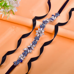 Sparkling Gemstone Ribbon Wedding Sash