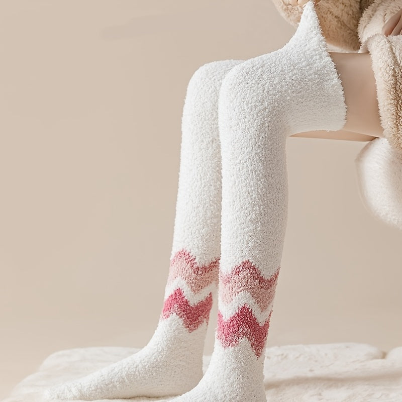 Thick Coral Fleece Thigh High Socks Women Winter Warm Long Stockings