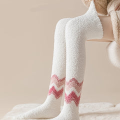 Thick Coral Fleece Thigh High Socks Women Winter Warm Long Stockings