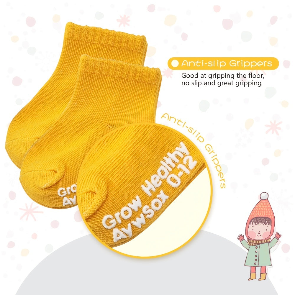 16 Pairs Baby Girls Knit Non Slip Cotton Crew Socks for Summer and Spring