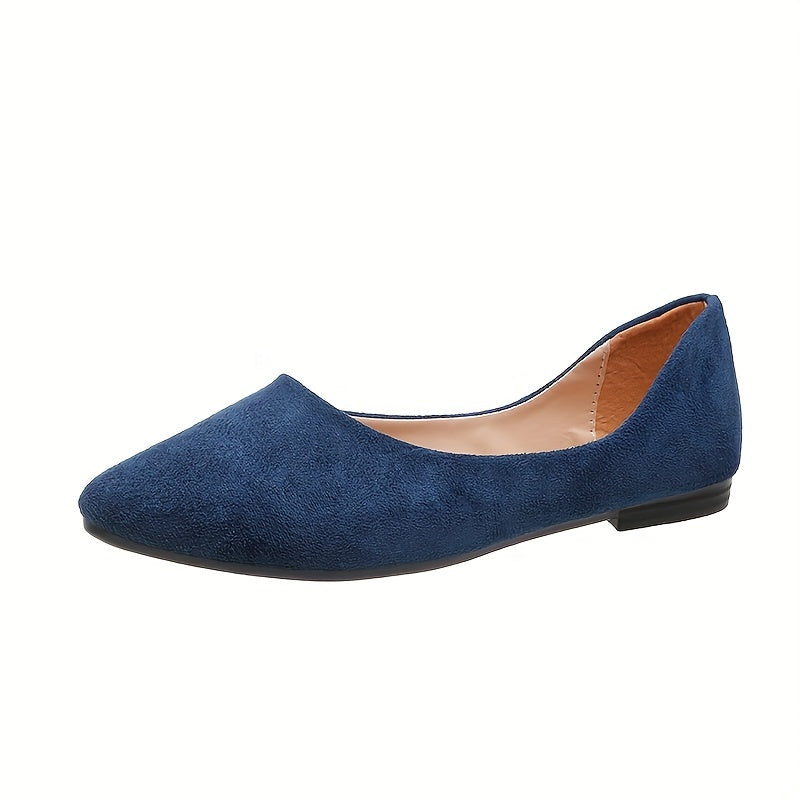 Women's Pointed Toe Ballet Flats Micro Suede Slip On Shoes