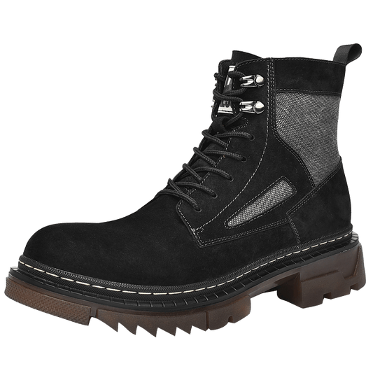 Men's Preppy Style Service Boots Casual Lace-up Walking Shoes High Top