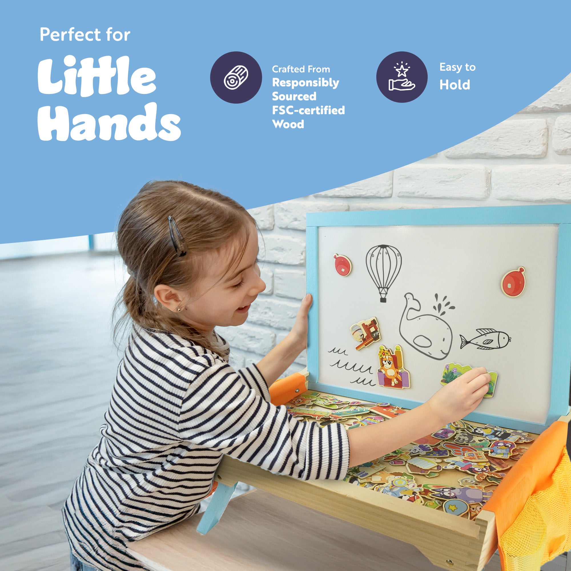 Bluey 102D Creation Station 2-in-1 Magnetic Whiteboard & Lap Tray for Kids