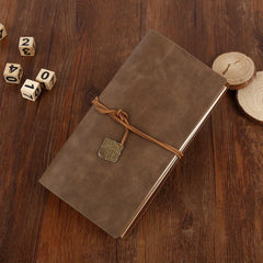 A5 Retro Leather Notepad Strap Diary - 68 Sheets